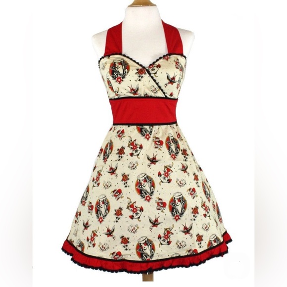 Sourpuss Dresses & Skirts - Sourpuss Rockabilly Dress “lost love tattoo” size S